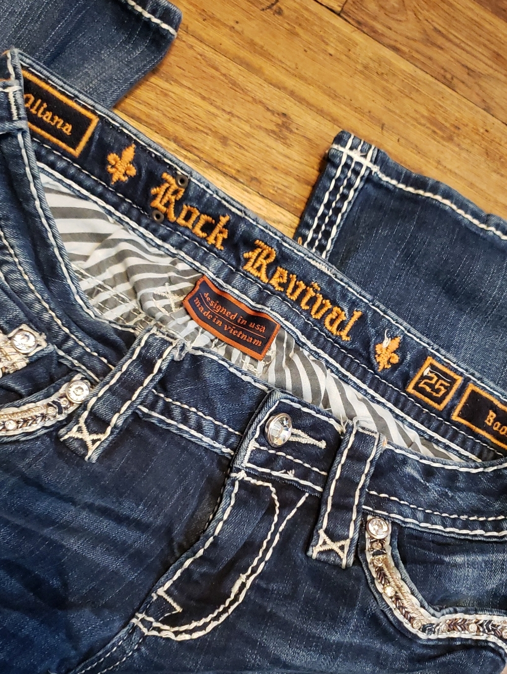 Rock Revival Dark Blue Embellished Boot Cut Jeans - Picture 4 of 7